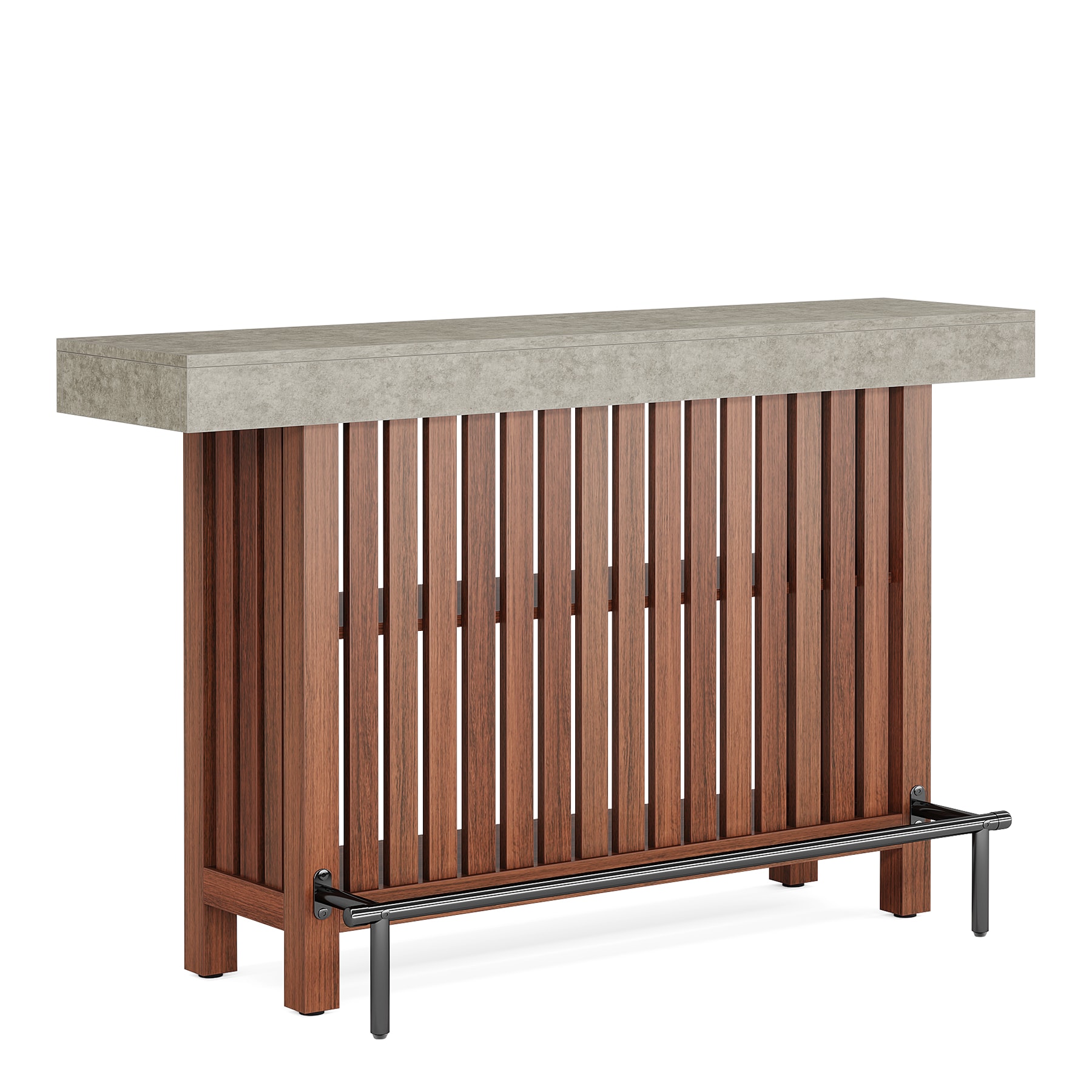 Home Bar Unit, Modern 2-Tier Bar Table With Footrest_voghion.com